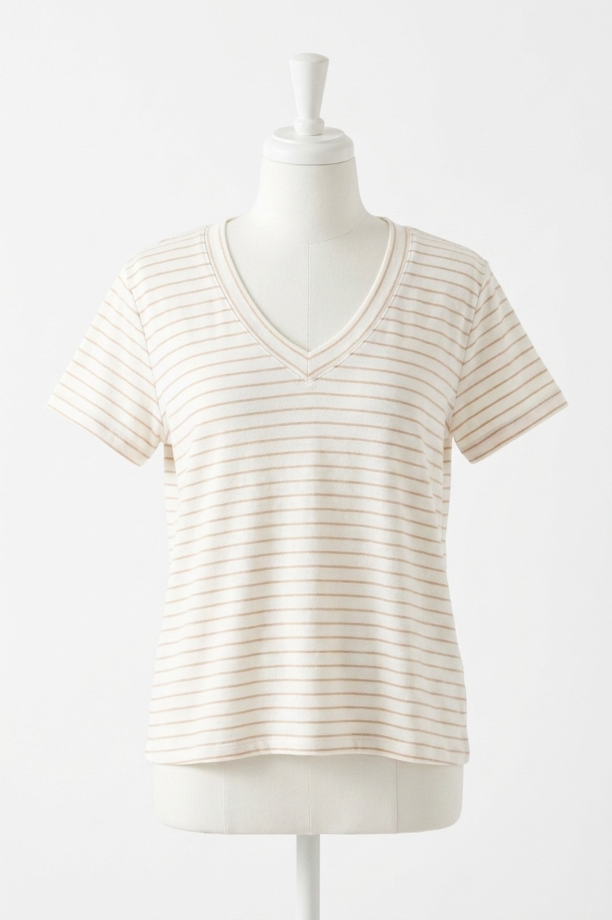 NEW PERFECTWHITETEE elliot brushed v-neck tee in clementine stripe